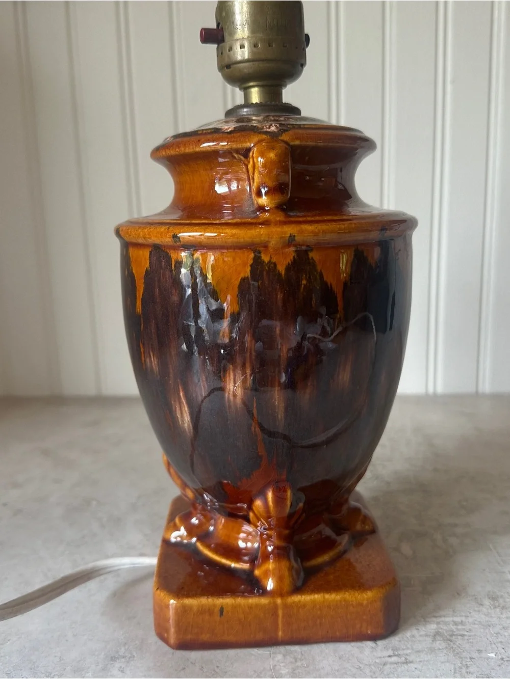 Brush McCoy Pottery Onyx Drip Glaze Urn Table Lamp Brown Arts & Crafts 1920s 30s